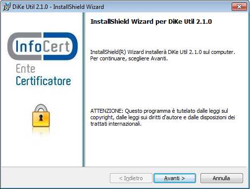 Installazione di Dike Util Automaticamente, terminata l installazione del Bit4Id, partirà il