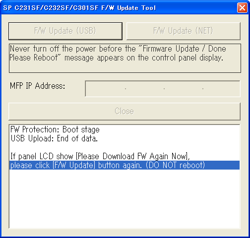 4. Fare clic su [F/W Update (USB)]. Se si utilizza un computer con sistema operativo Mac OS X, viene visualizzata la seguente schermata di conferma. Fare clic su [OK]. 5.
