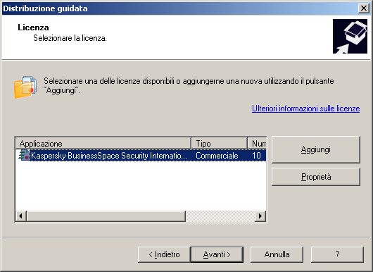 I N S T A L L A Z I O N E E R I M O Z I O N E R E M O T A D E L S O F T W A R E PASSAGGIO 5. SELEZIONE DELLE LICENZE Selezionare dall'elenco la licenza da installare con l'applicazione.