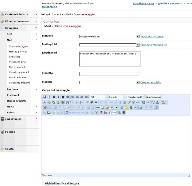 COMUNICA L area COMUNICA è composta da tutte le opzioni che riguardano l invio di comunicazioni ai clienti in formato SMS, comunicazioni generali in BACHECA, EMAIL, News e Eventi.