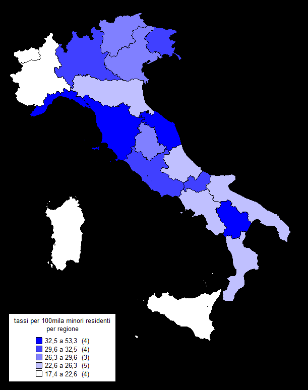 Minori per i quali è stata concessa l'autorizzazione all'ingresso in Italia secondo la regione di residenza dei
