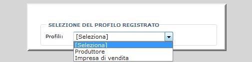 3.1 Registrazione con nuovo profilo La registrazione con un differente profilo d accesso, prevede che l utente selezioni la voce di menu Cambia Profilo.