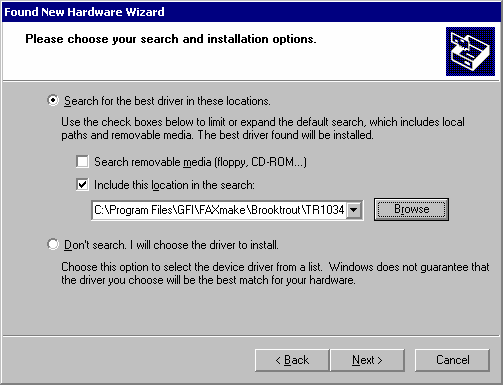 Se il programma di installazione ha rilevato driver Brooktrout già presenti nel computer, viene richiesto di riavviare il computer.