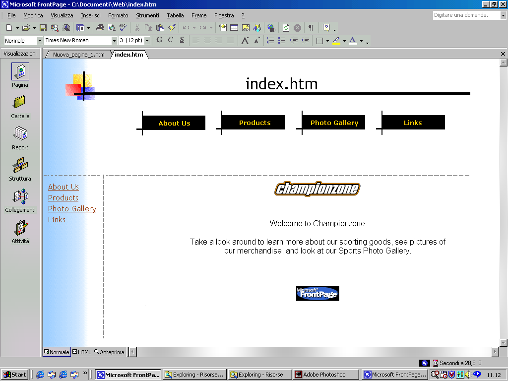 Come si può notare, l applicazione del tema ha drasticamente modificato l aspetto della home page. L intestazione di pagina e i pulsanti di spostamento non sono più semplice testo, ma grafica.