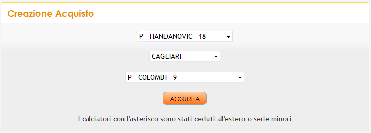 Figura 65 - Scambiare calciatori Gli scambi massimi che una squadra può effettuare durante la stagione sono impostati a livello di impostazioni di lega.