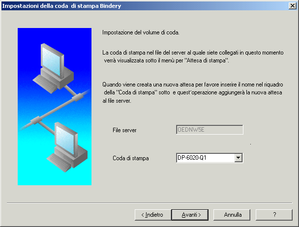 Wizard d'installazione IPX-SPX 4b <Per server di stampa Bindery> Fissare il File server, Nome del server di stampa e la Password del server di stampa per il server di stampa Bindery e cliccare sul