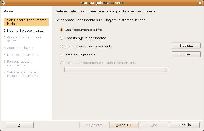 3.5 Stampa unione 3.5.1. PREPARAZIONE 3.5.1.1 Aprire, preparare un documento da utilizzare come documento principale per una stampa unione.