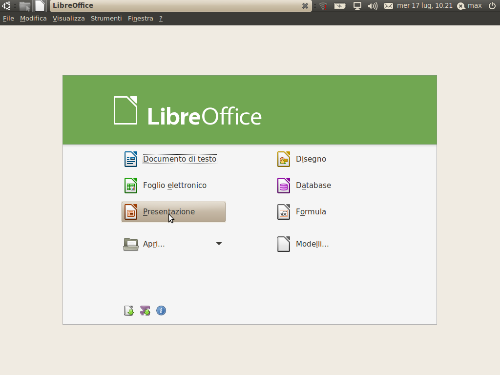 => Pag. 25 Questa è la schermata principale di LibreOffice. Scegliete che tipo di documento volete iniziare a produrre.