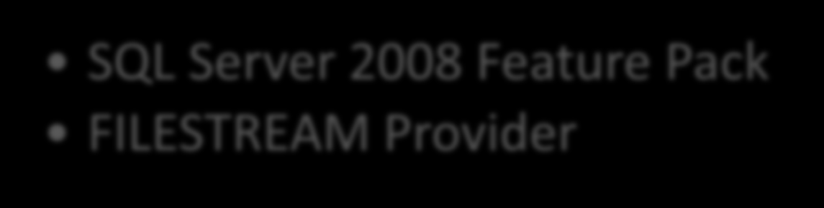 Starring: BLOB FILESTREAM RBS Binary Large Objects File di grandi dimensioni Feature di SQL Server 2008