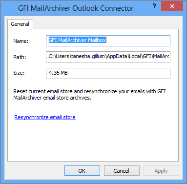 I messaggi che sono accessibili in assenza di connessione tra GFI MailArchiver e Microsoft Outlook (Accesso non in linea). Per accedere a queste impostazioni del database: 1.