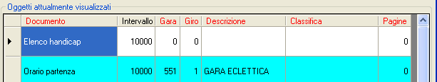 Il pulsante permette di impostare la visualizzazione dei movimenti handicap relativi ad un giro di gara: dopo averlo premuto viene presentata la consueta finestra che permette di selezionare gara e