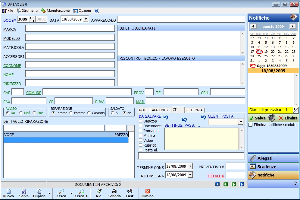 4.1.6 Scheda IT La scheda IT (INFORMATION TECHNOLOGY) fornisce informazioni aggiuntive in ambito informatico Nella prima colonna della scheda IT possono essere scelti i percorsi da salvare: Desktop