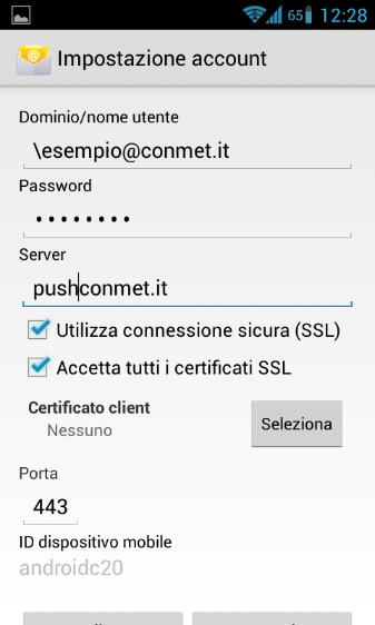 it, e la password, quindi scegliere Avanti (Selezionare se