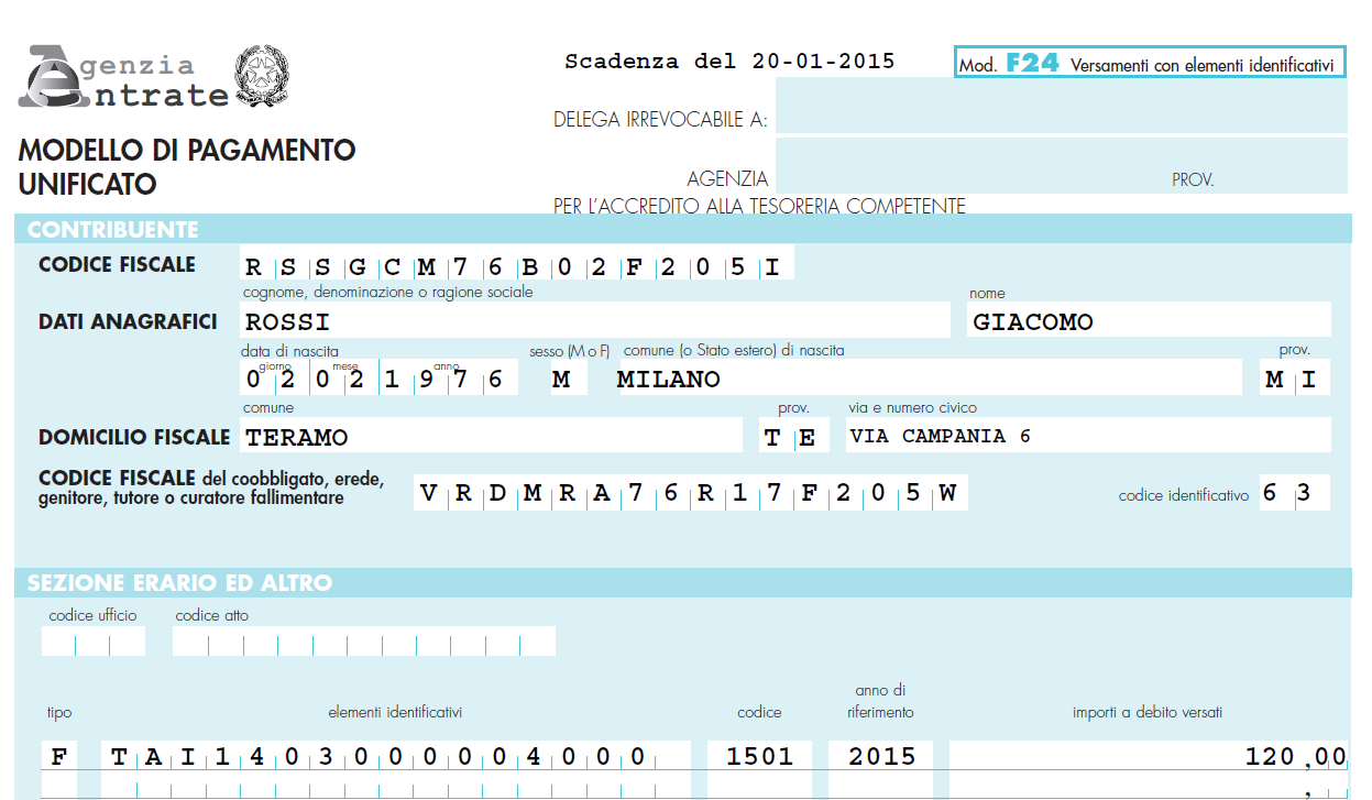 I CODICI TRIBUTO 1500 denominato LOCAZIONE E AFFITTO DI BENI IMMOBILI Imposta di Registro per prima registrazione ; 1501 denominato LOCAZIONE E AFFITTO DI BENI IMMOBILI Imposta di Registro per