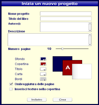 1. Per aprire il programma cliccare su PER CREARE UN NUOVO LIBRO PER CONTINUARE UN LIBRO GIÀ CREATO 2.