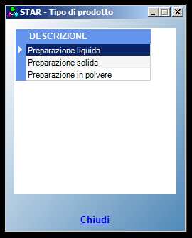 Si torna alla schermata Prodotto cliccando sul simbolo a lato