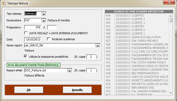 Fig.9 Al termine della stampa verrà aperta la maschera Invio Documenti per posta elettronica