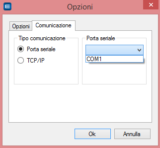 Manuale di programmazione 1. Collegare la centrale al PC tramite cavo USB tipo A-A 2. Cliccare sul menu Strumenti 3. Cliccare sul menu Opzioni 4. Cliccare sul tab Comunicazione 5.