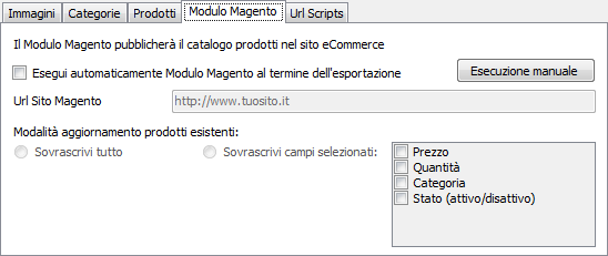 Immagini Cartella FTP Immagini: il percorso dove verranno caricate le immagini.