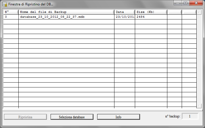 Esecuzione manuale di una copia di backup.