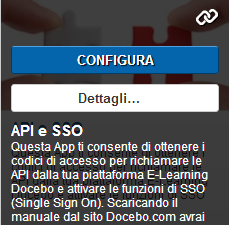 5 A questo punto devi configurare l APP API e SSO. Clicca Configura.