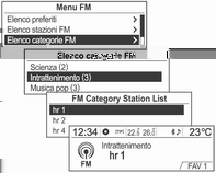 198 Radio Girare la manopola multifunzione per selezionare Elenco preferiti e quindi premerla per ricevere il relativo canale di trasmissione.