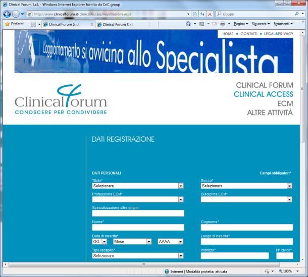Il servizio Clinical Access Clinical Access è il servizio di autenticazione globale di Clinical Forum per i partecipanti alle iniziative di formazione e divulgazione.