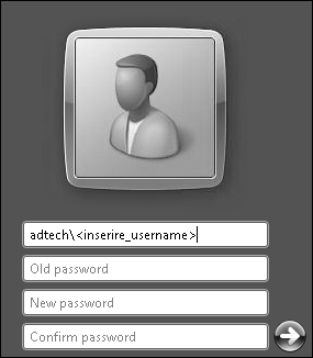 cliccare su Change a Password appare quindi la finestra: nel campo Old Password digitare la vecchia password. Nel campo New Password digitare la nuova password.