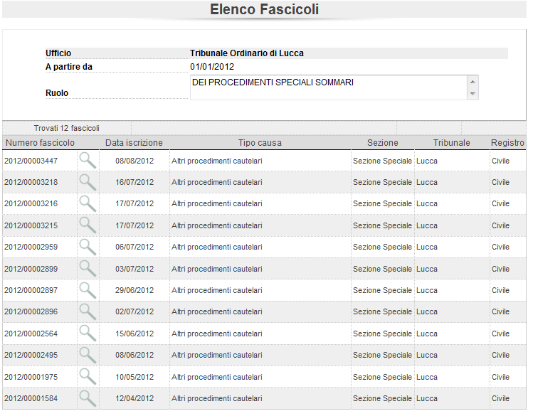 Cliccando sulla lente di ingrandimento si accede