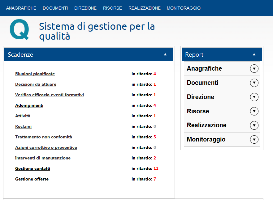 La home page di un applicazione La home page non è esattamente uguale per tutte le applicazioni; tipicamente però nella maggior parte dei casi si