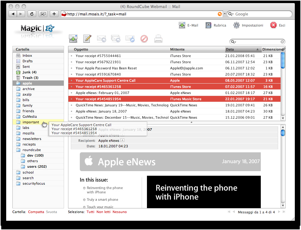 Webmail Webmail Web mail consente di effettuare, attraverso il browser, tutte quelle normali operazioni di gestione della posta elettronica che solitamente vengono fatte attraverso un programma