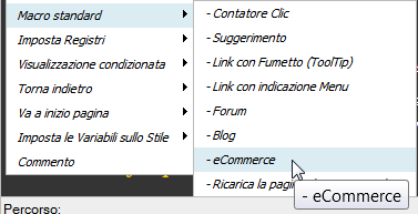 XFACILE / XTOTEM Pagina 210 Macro standard Prodotto ecommerce Inserisce un