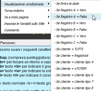 XFACILE / XTOTEM Pagina 213 Visualizzazione condizionata Con queste Macro si condiziona la visualizzazione del testo.