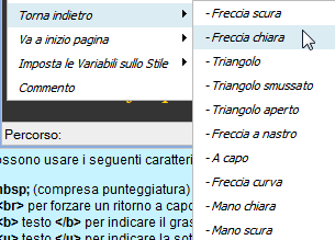 XFACILE / XTOTEM Pagina 217 Torna indietro Permette di inserire una delle seguenti frecce con la funzione di tornare