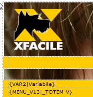 XFACILE / XTOTEM Pagina 218 Imposta le Variabili sullo Stile La pagina di Stile che determina l'impaginazione delle pagine del sito possono contenere fino a 5 segnaposto che saranno sostituiti dalle