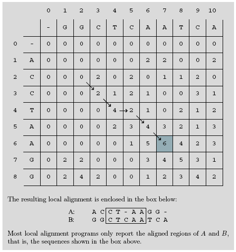 Allineamento locale: esempio Trovare il migliore allineamento locale e il