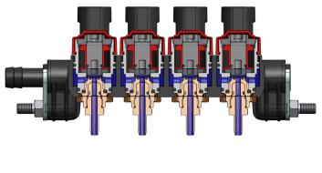 STUDY OF ELECTRO-PNEUMATIC COMPONENTS Pressure Distribution FOR CNG INJECTION SYSTEMS Filling Nozzle Up to 250 [bar] Tank Valve Velocity Field CFD
