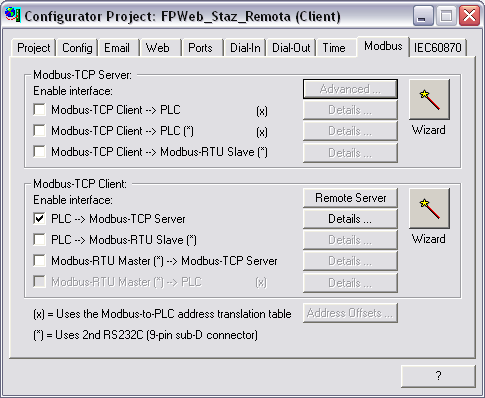 Modbus TCP Client Modbus TCP Server Telecontrollo via PLC Manager Configurazione Modbus TCP Invio IP acquisito Manager Staz.
