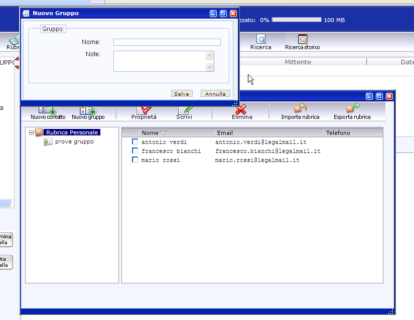 Permette di importare in rubrica dei contatti a partire da un file (p.e. Un file di indirizzi creato con Outlook) Permette di esportare in un file i contatti presenti in rubrica 10.