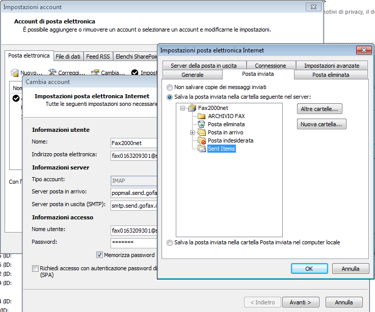 Condivisione Fax inviati In configurazione standard i fax inviati finiscono nella casella di posta inviata personale.