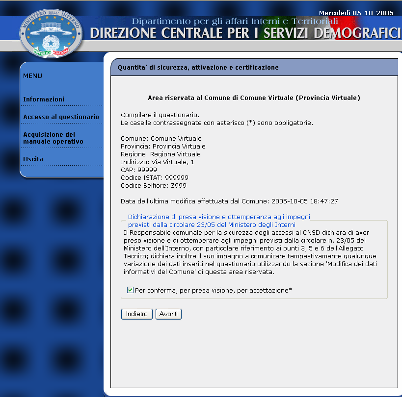 porta TCP del proxy tipo di proxy autenticazione usata dal proxy premere il bottone Avanti per continuare.