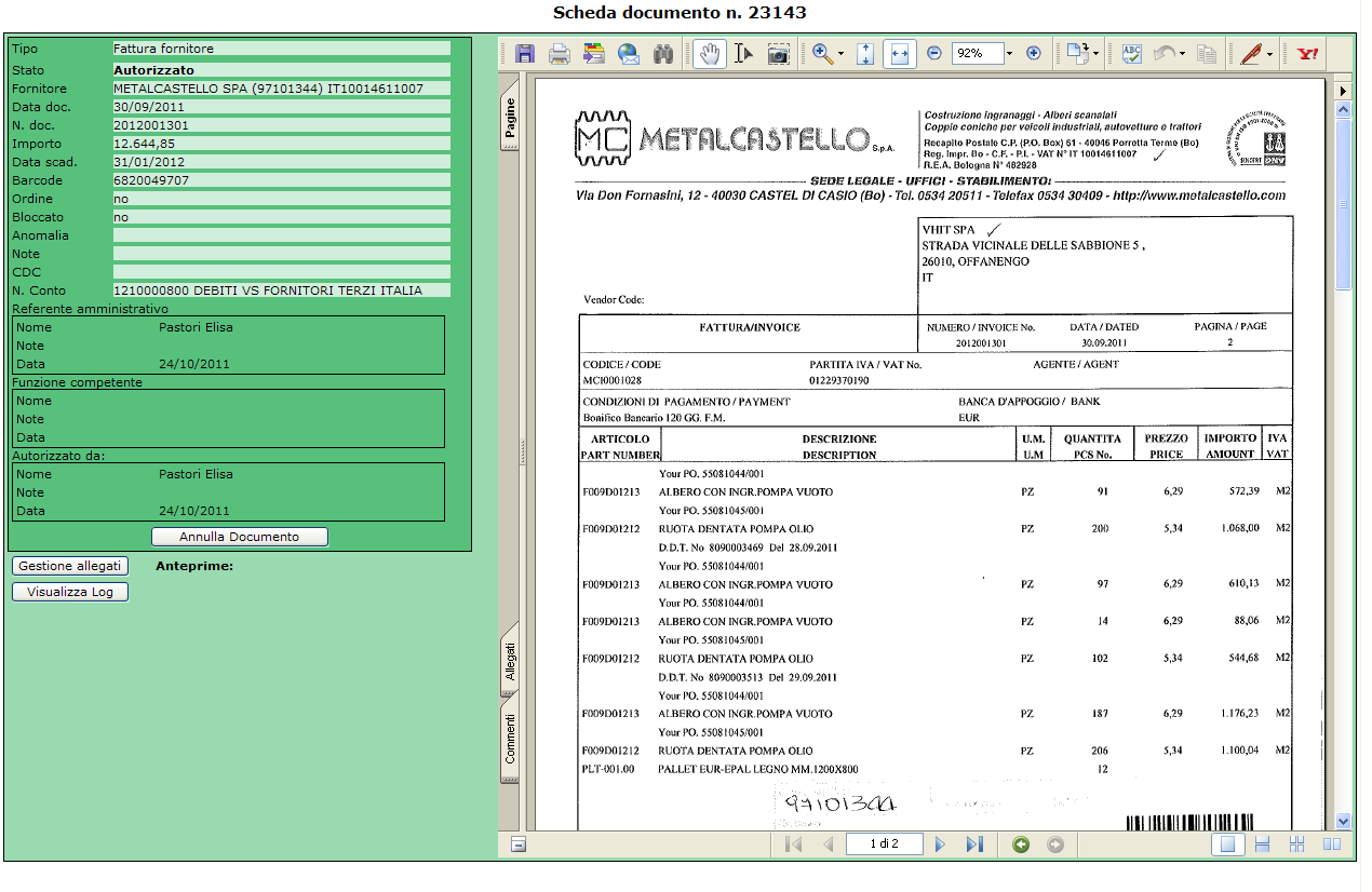 Esempio di caricamento In questa pagina si archiviano i documenti e si da inizio al workflow scegliendoli da un elenco di file disponibili Le chiavi di ricerca sono associate in modo automatico