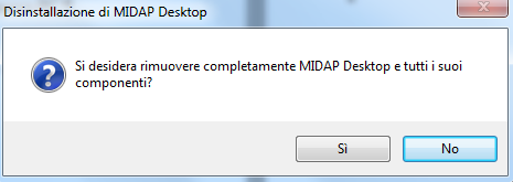 9 Disinstallare Midap utilizzando Disinstalla MIDAP Desktop Normalmente si trova in Start, InnovaTurismo, Midap, Desktop
