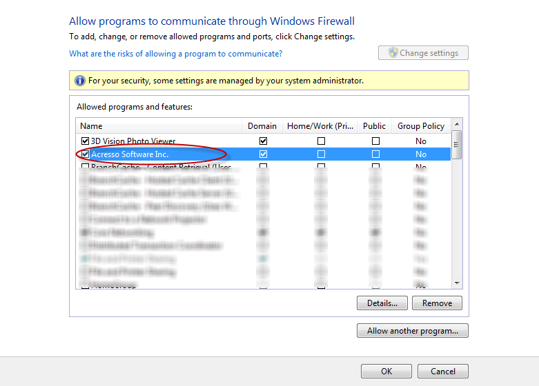 Per il firewall di Windows 7 Accedere alla cartella in cui è stato installato Gestore di licenze SolidWorks SolidNetwork. Aggiungere entrambi i file eseguibili.