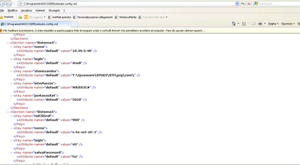 Nella cartella Programmi \wkicosimi è posizionato il file di configurazione wkisuite.config.xml contenente tutte le impostazioni di connessione al server.