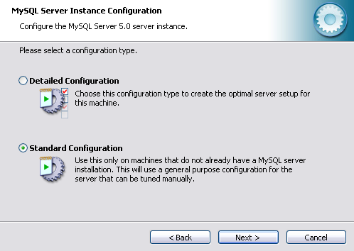 La configurazione dettagliata permette di impostare il server MySQL con parametri appropriati al