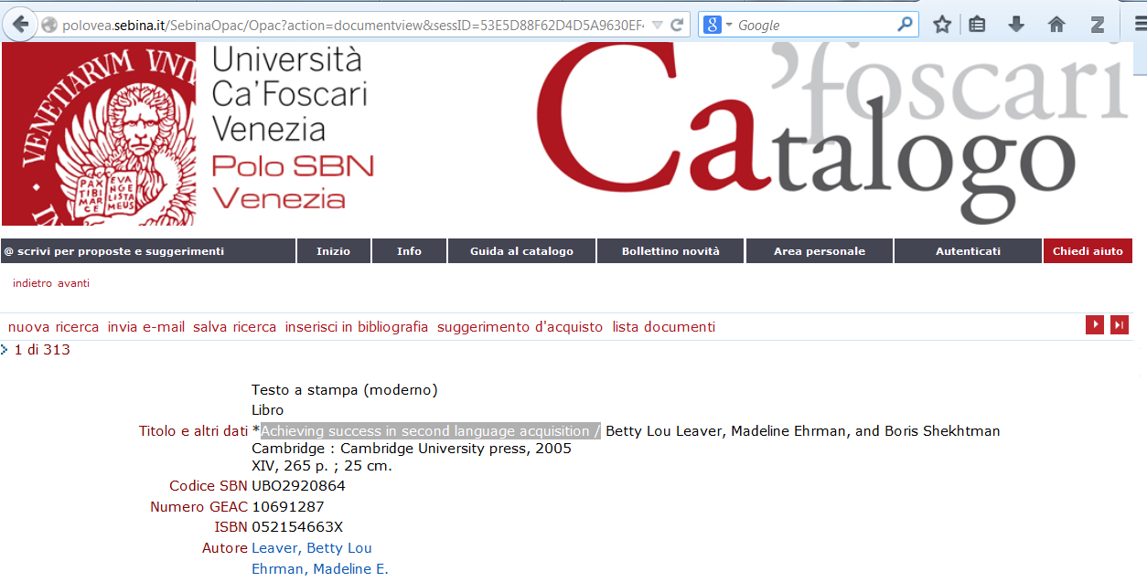 E possibile salvare dati da qualsiasi sito web? Non sempre le pagine web contengono nella barra dell indirizzo l icona che consente il salvataggio automatico dei dati in Zotero. Ad es.