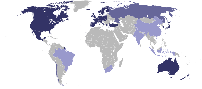 Stati aderenti all OCSE (OECD) Fonte:http://en.wikipedia.
