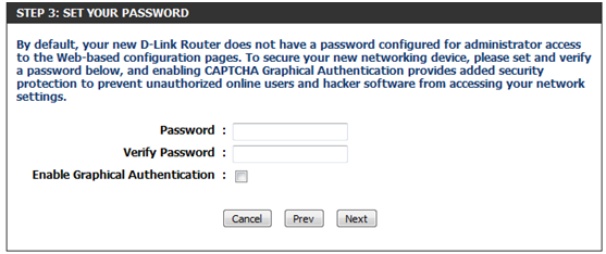 Passo 13: Al fine di proteggere il router, creare una password per accedere