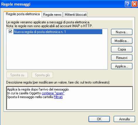 Outlook: Funzioni avanzate Regole Messaggi: Filtri Permettono di archiviare i messaggi in ingresso secondo politiche personalizzabili